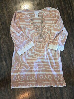 SOFT SURROUNDINGS Bohemian Style Tunic Dress w/ Beads NWOT/SIZE S